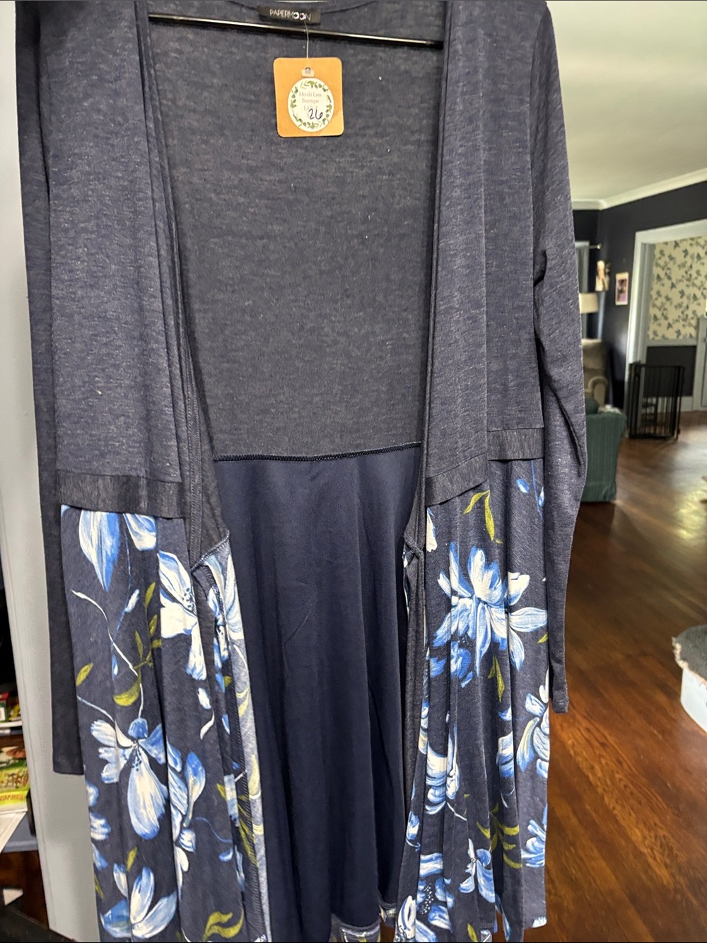 Navy Floral Wrap Dress Long Sleeve